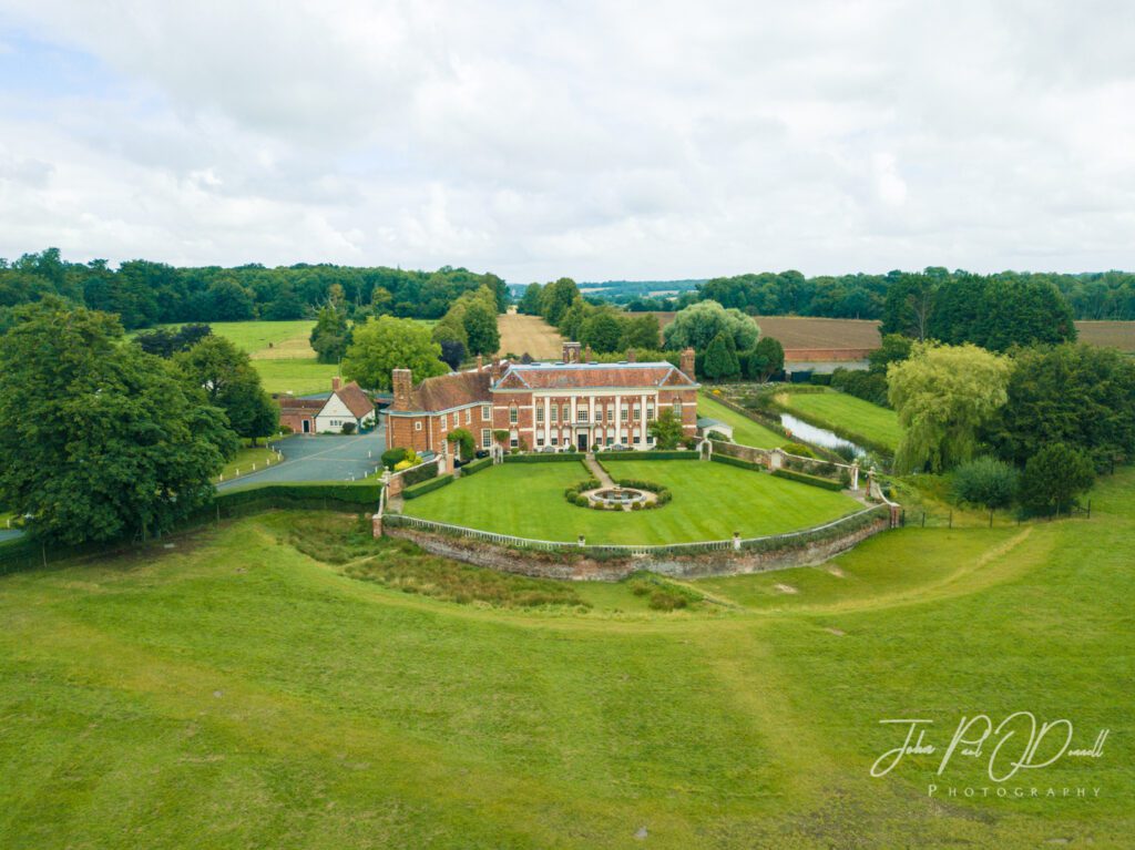 Drone picture of Quendon Hall Essex