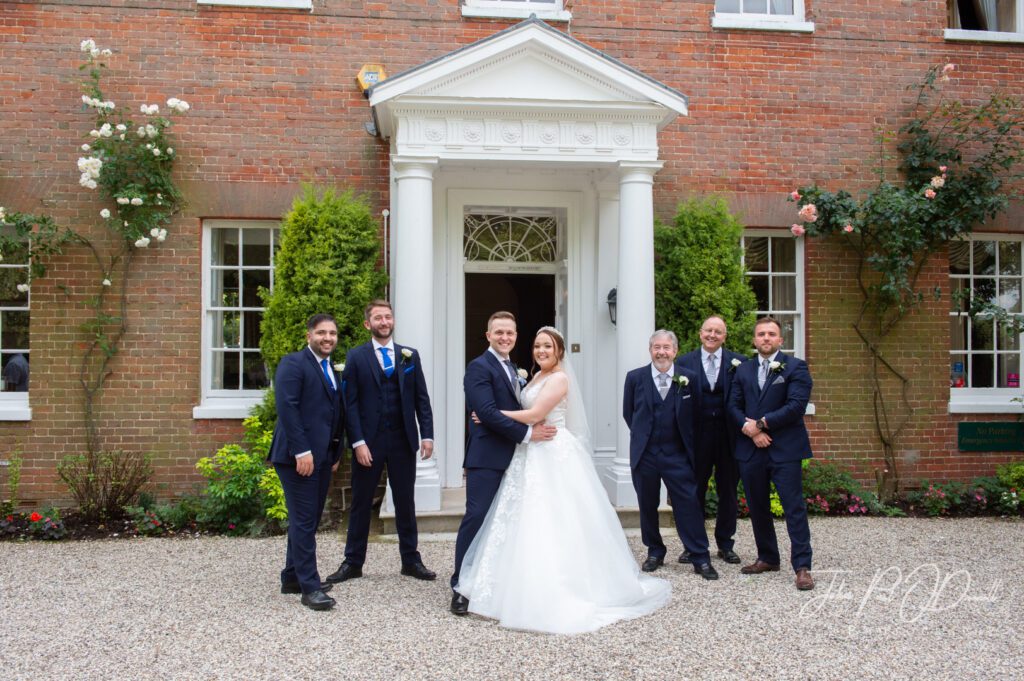 Bride and Groom at the front of Mulberry House